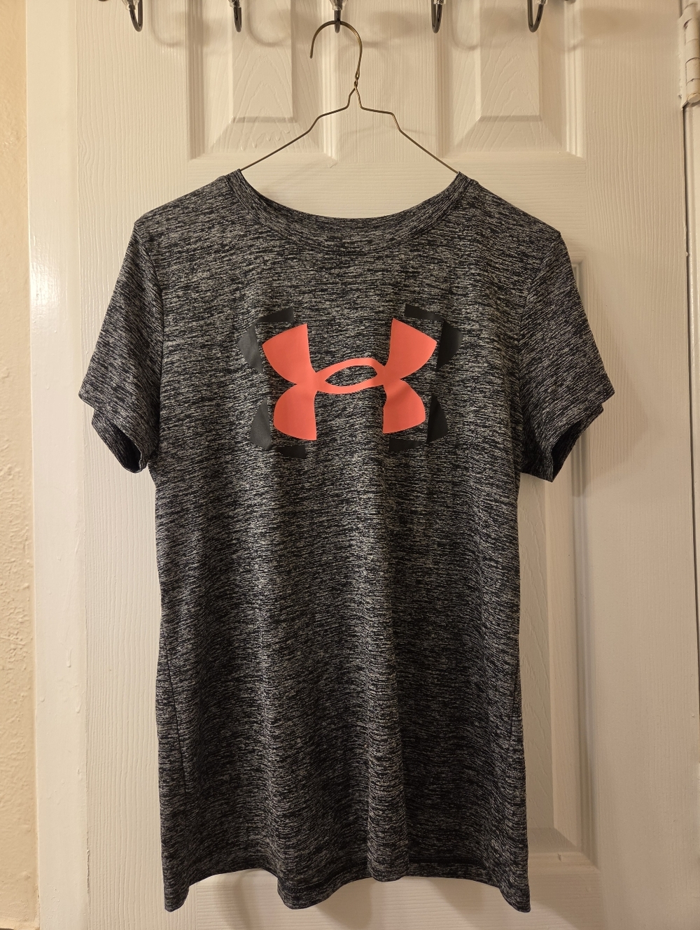 Under Armour Heathered Gray Tee with Coral Logo